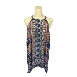 The Limited Racer Style Tank Top w/ Blue, Orange, & White Intricate Pattern (L)